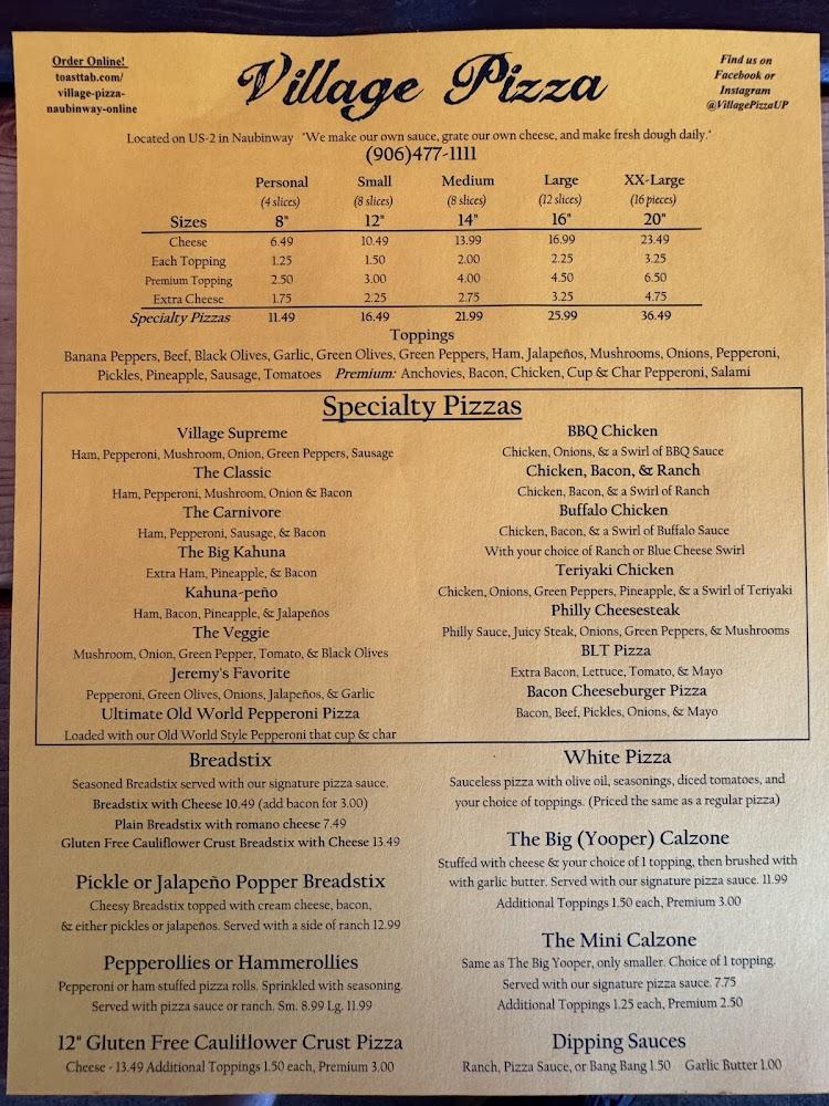 Village Pizza Menu image 1